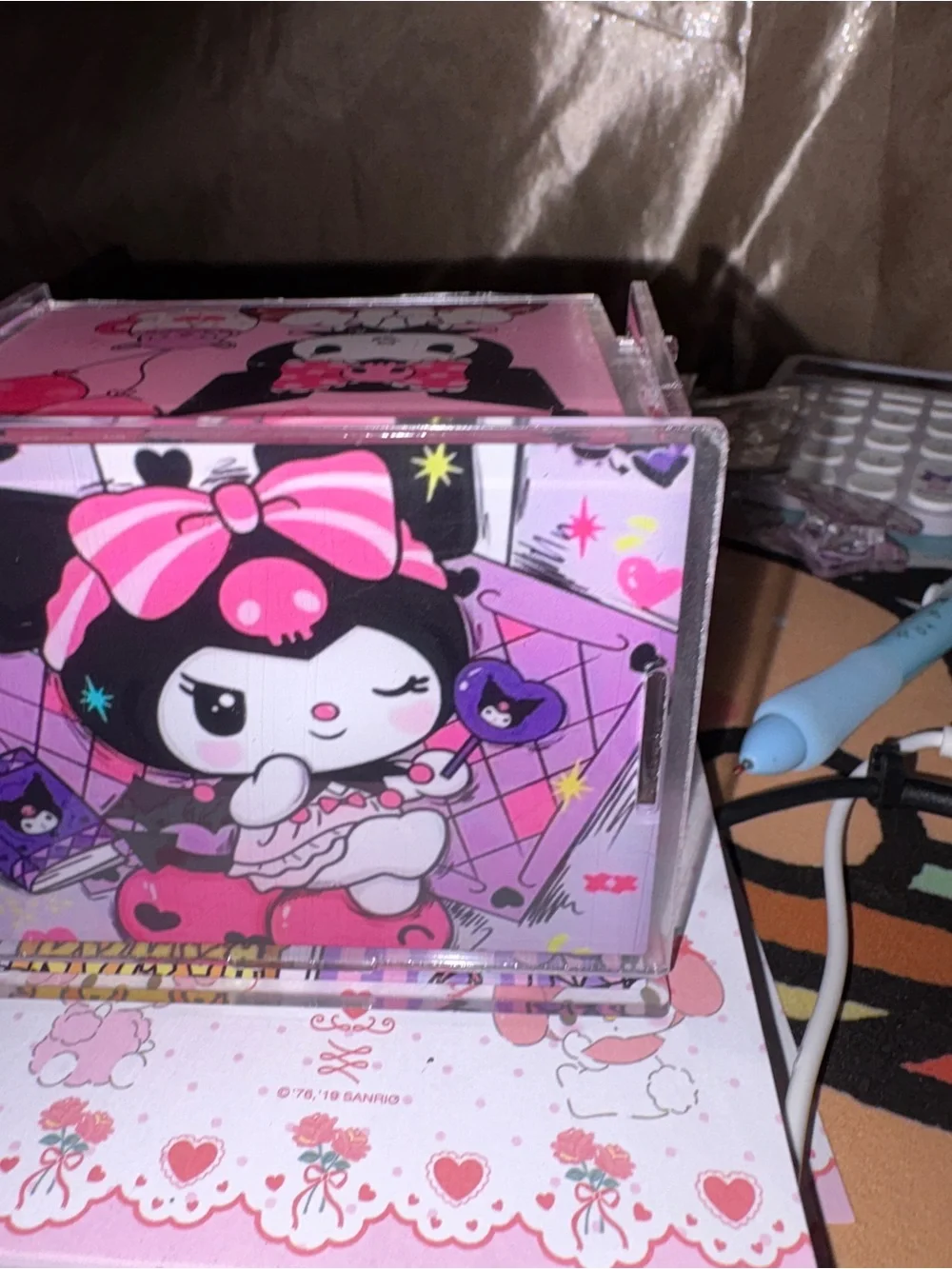 Kuromi‎ Pink Acrylic Jewelry Box/stationary box